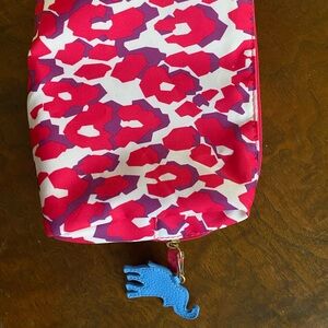 Estee Lauder Blue Elephant pink animal print cosmetic bag vintage promo item
